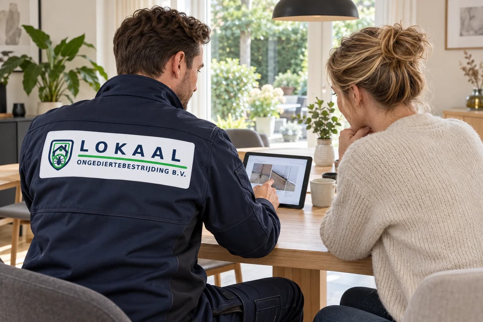 Specialist bespreekt inspectiebevindingen met een bewoner — illustratief beeld