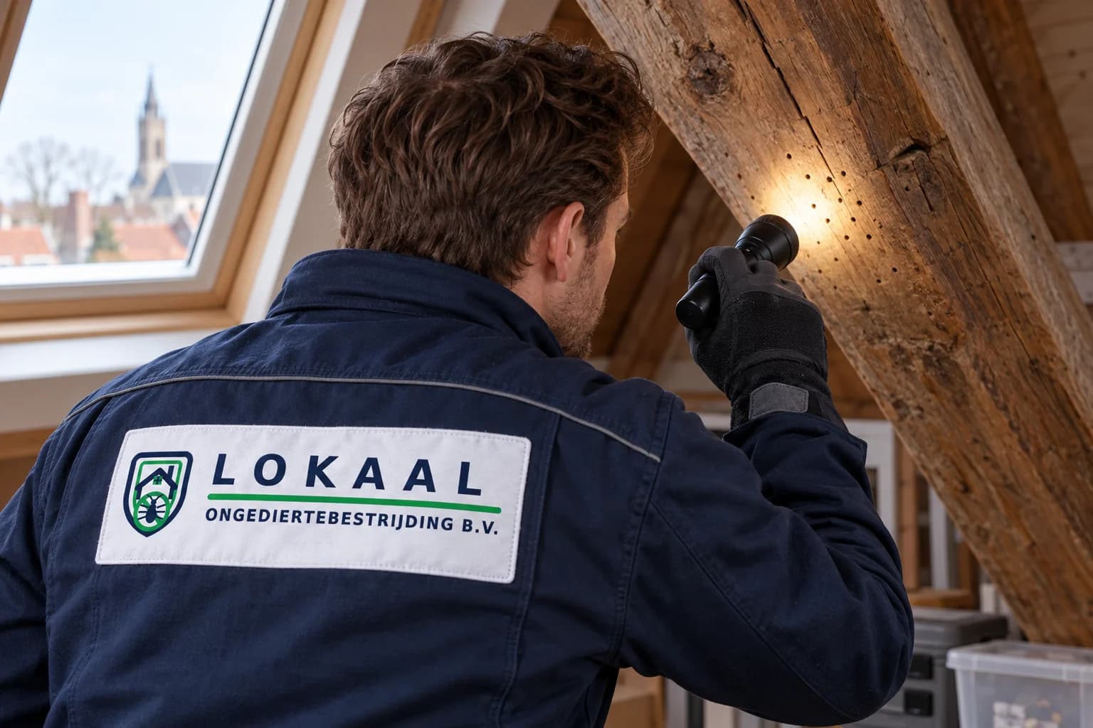 Inspectie van houten balken — illustratief beeld